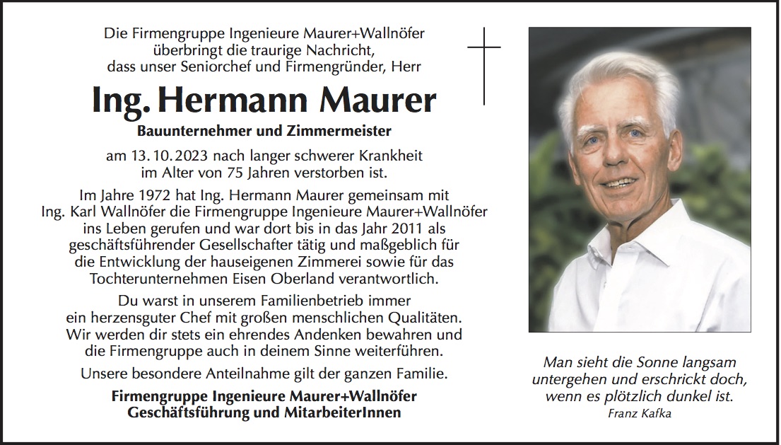 Nachruf Maurer Hermann